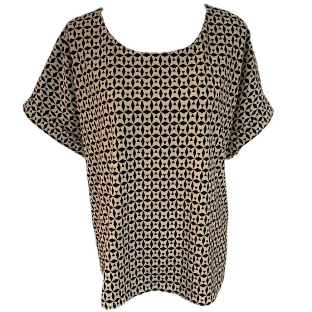 Melloday Womens Black White Short Sleeve Top